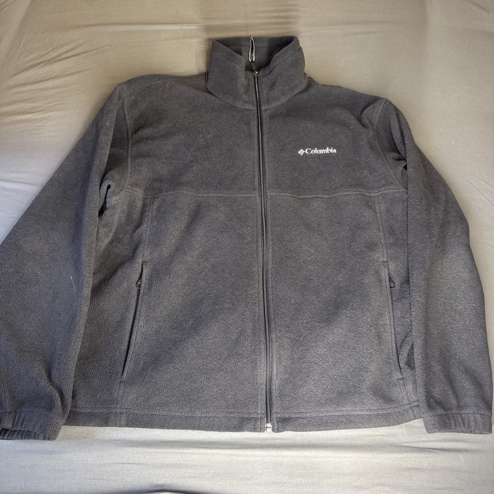 Columbia‎ Full Zip Fleece Jacket Mens Large Blue Outdoor Hiking Layer Casual